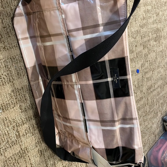 NWT KateSpade pink, black,white, creame plaid diaper bag....